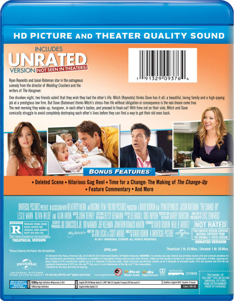 Amazon Com The Change Up Blu Ray Ryan Reynolds Jason Bateman Leslie Mann Olivia Wilde Craig Bierko Alan Arkin David Dobkin David Dobkin Neal H Moritz Jon Lucas Scott Movies